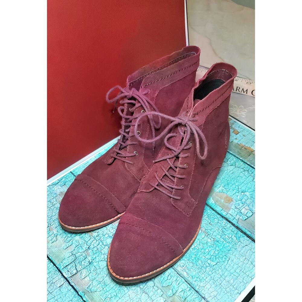 Dolce Vita Boho Gypsy Cottagecore Grunge   Maroon Suede Booties Size 8